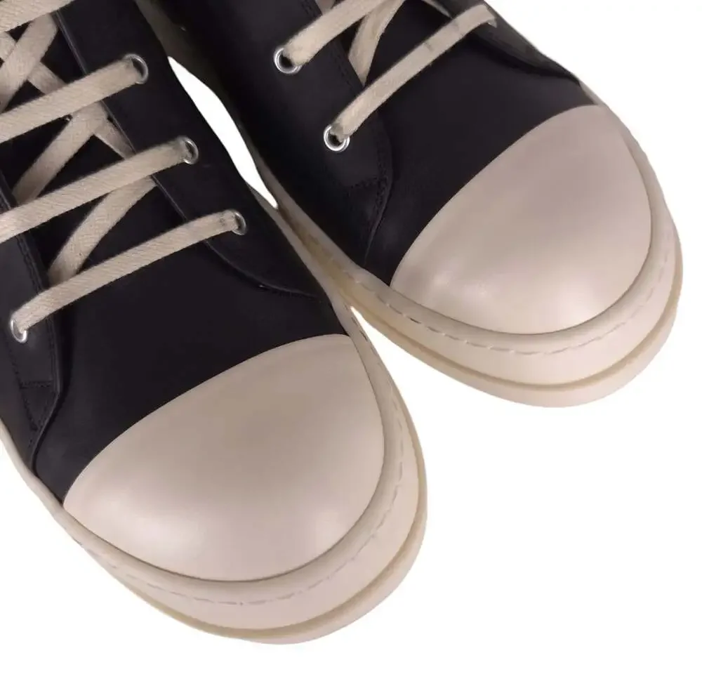 Rick Owens Washed Calf Sneakers US 15 EU 48 Mens Black Milk High Top $1415